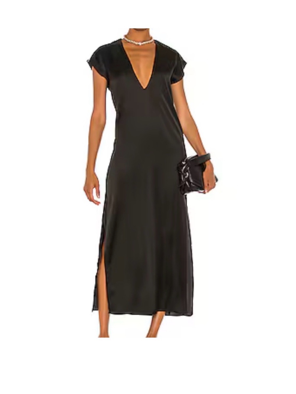 LBLC Black V-Neck Maxi Dress with Side Slits